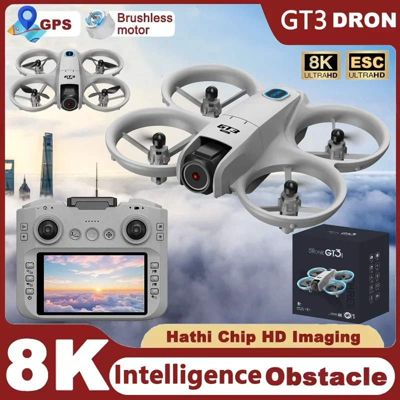 Drone Gimbal 3 Axis - GT3ミニ新型ドローンRCクアッドコプター、8Kカメラ搭載HDドローン、WiFi FPVドローン、オプティカルフロー障害物回避機能付き飛行機、子供のおもちゃ