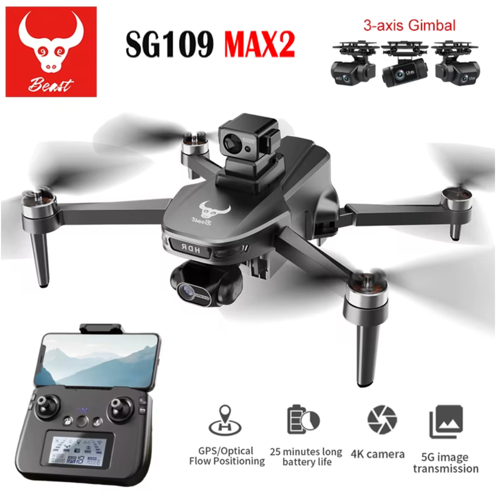 Drone Gimbal 3 Axis - プロフェッショナルドローンsg109max2 fpv,8kカメラ,3軸ジンバル,4kmブラシレス,GPSクワッドコプター,障害物回避,rc