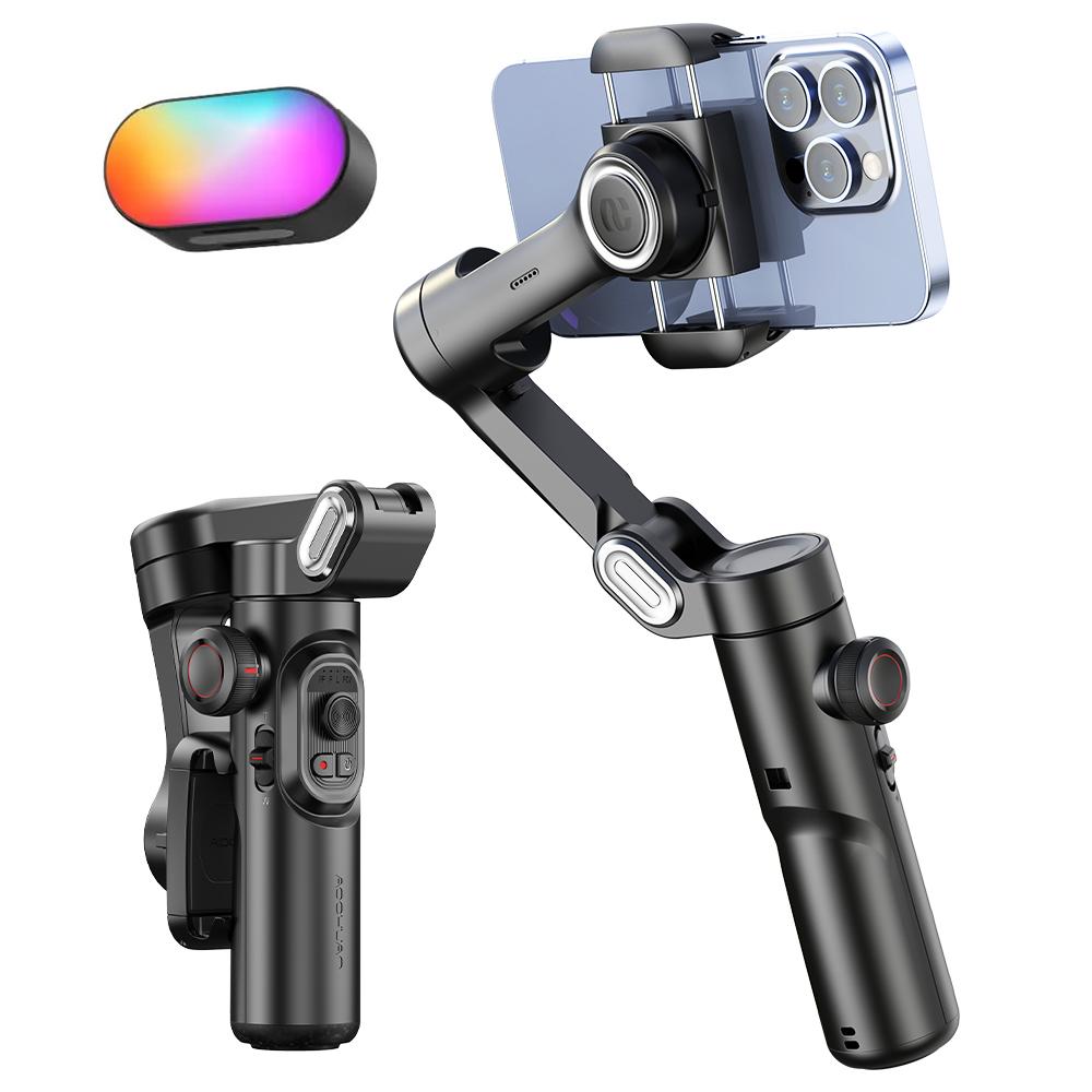 Drone Gimbal For Gopro - AOCHUAN 3軸ハンドヘルドジンバルスタビライザー スマートフォン用 iPhone/Android対応 フェイス追跡 Vlog