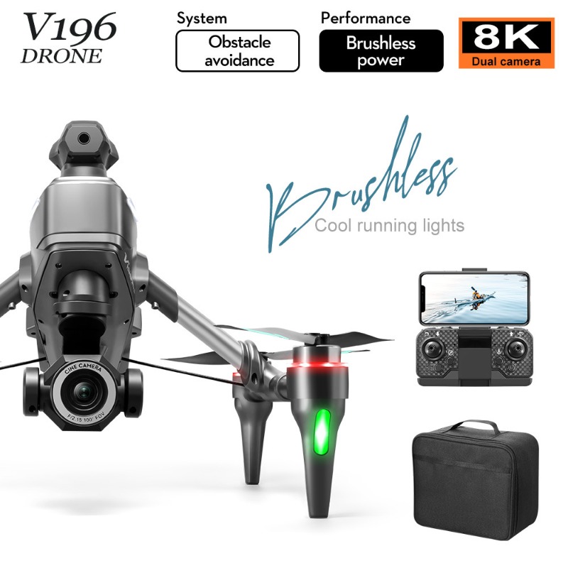 2025 V196 自動障害物回避ドローン 8K HDカメラ - Drone Gimbal 2 Axis のレビューと価格