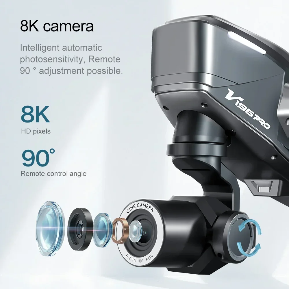 新しい V196 Fpv ドローン 8K プロフェッショナル - Drone Gimbal 2 Axis のレビューと価格